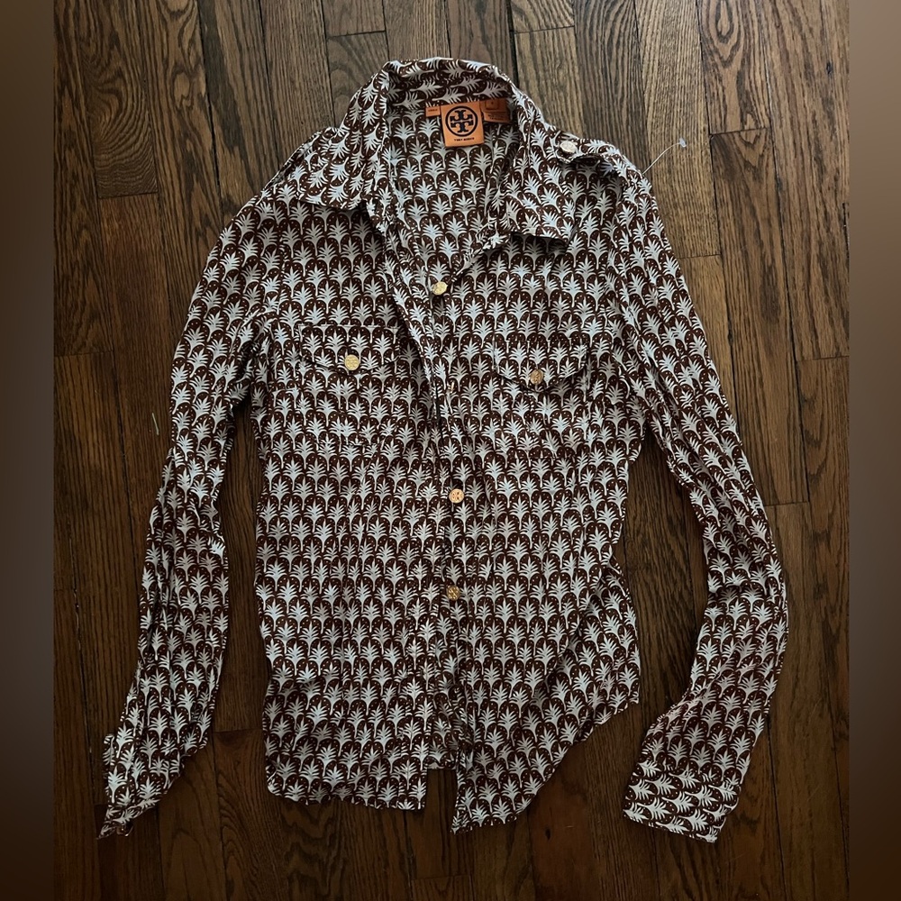 Tory Burch Shirt with Gold Buttons .. size 8